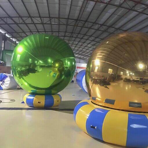 Esfera de bola de espejo inflable gigante, bola inflable colgante - verde